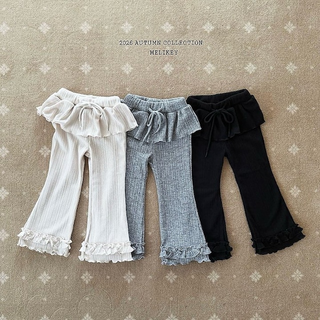 【取寄】melikey|best frill bootcut pants|ベストフリルブーツカットパンツ|XS-JM|kids&jr|26 autumn