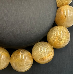(00876)(1点のみ)ゴールドルチルクォーツ　【14mm】　Rutilated Quartz　　タイチンルチル　ヘマタイト　ラウンドカット　 金運　仕事運　天然石ブレスレット　パワーストーン