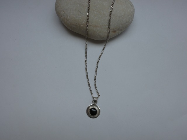 〈vintage silver925〉round onyx necklace