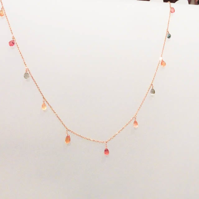 マルチカラー サファイヤのネックレス K18ピンクゴールド