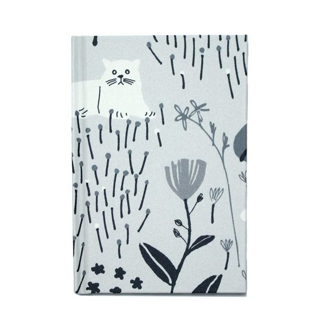 Multi-log note - 【ドット方眼・五段階評価】北欧ネコホワイト / A6変形 / ハードカバーノート