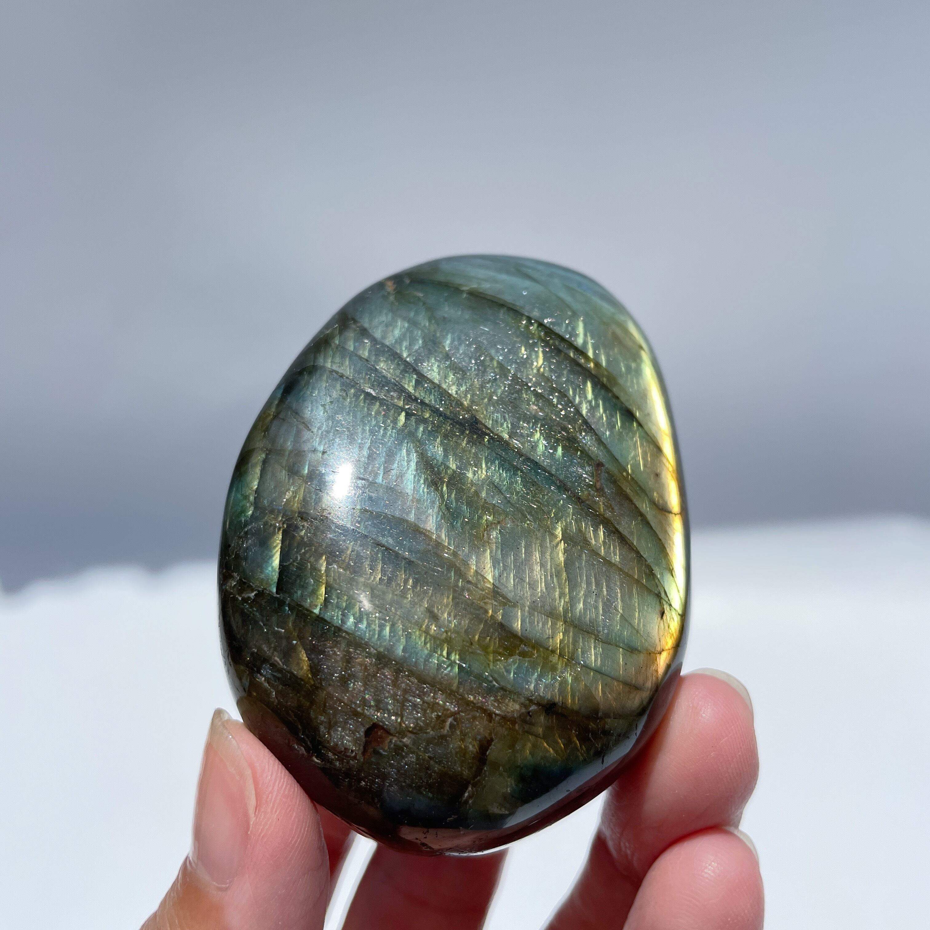 黄金の！ラブラドライト パームストーン23◇Labradorite◇天然石・鉱物