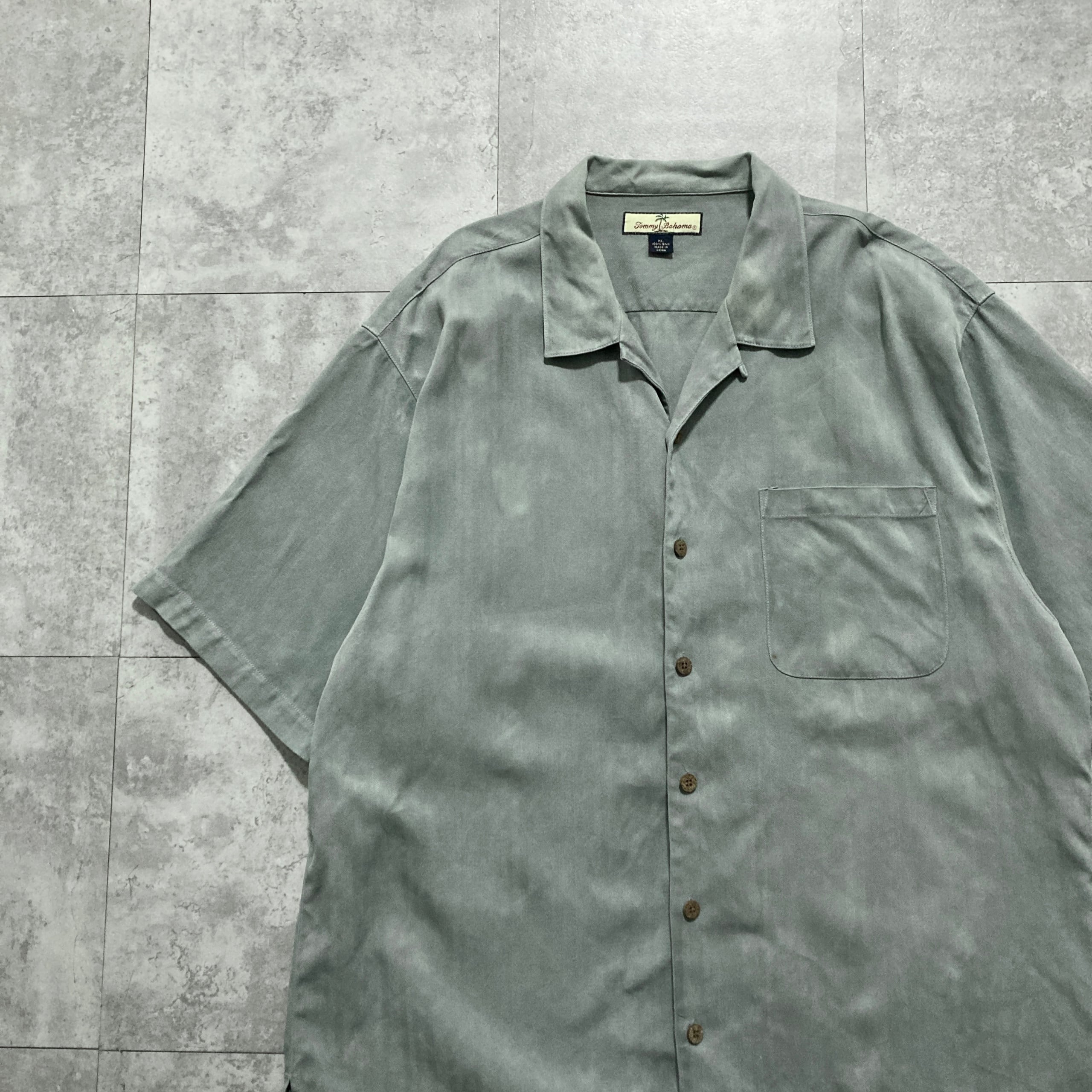 Size.XL】Tommy Bahama トミーバハマ シルク100% 単色 開襟シャツ
