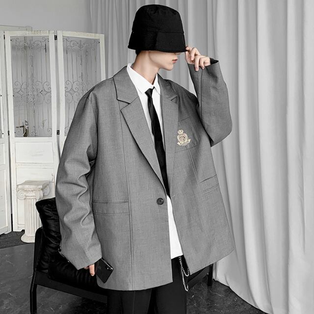 予約販売】テーラードジャケット 胸ポケット ワンポイントデザイン