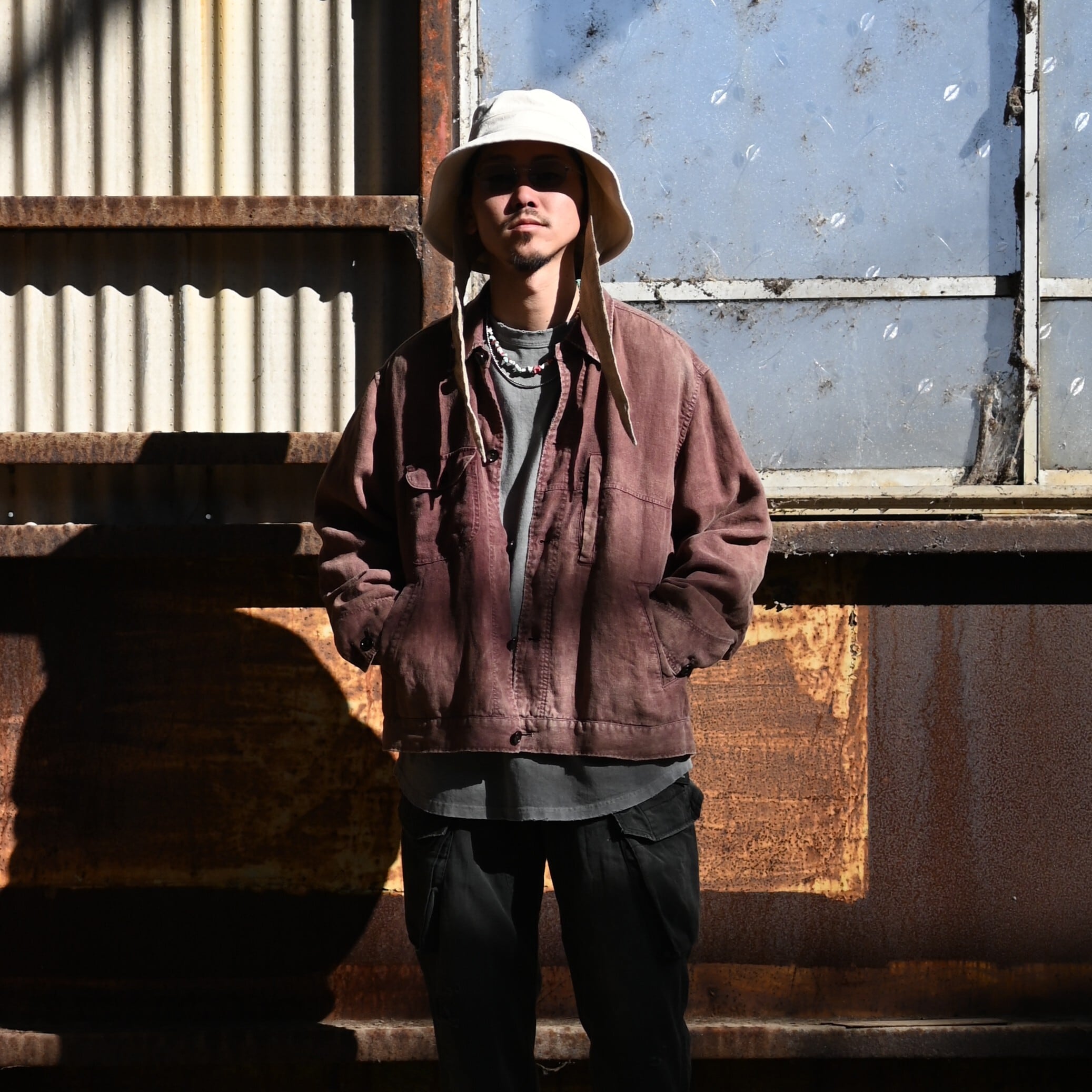 【新品】ANACHRONORM/硫化染め リネンユーティリティジャケット ANACHRONORM / FADED SULFUR DYED LINEN UTILITY JACKET | GANKO