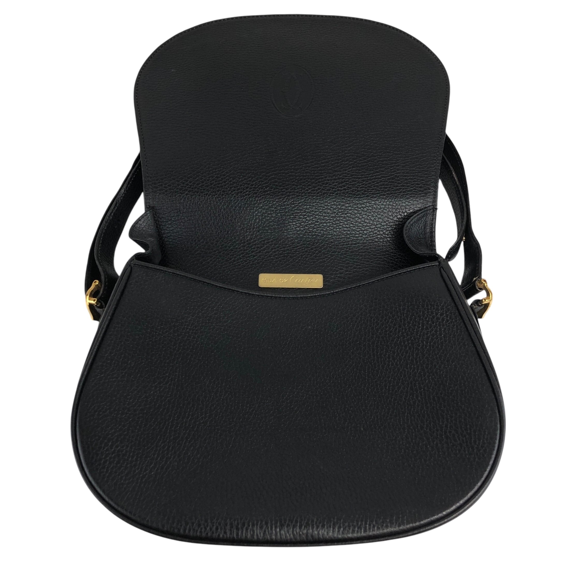 Cartier カルティエ ショルダーバッグ ブラック レザー vintage