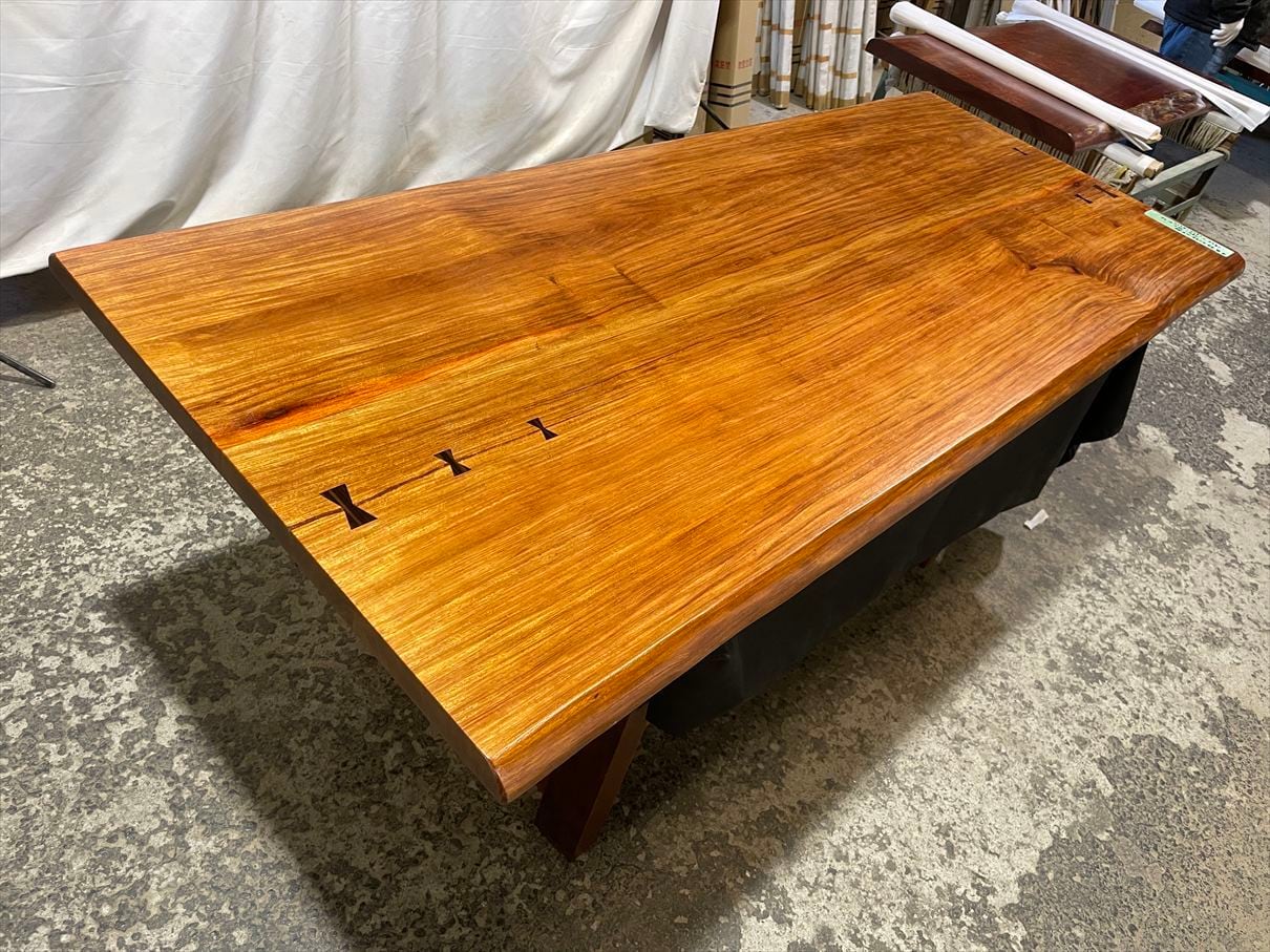 本花林4048 無垢ハギ材 黒檀チギリ入り 乾燥材 1920x780‐780x36mm