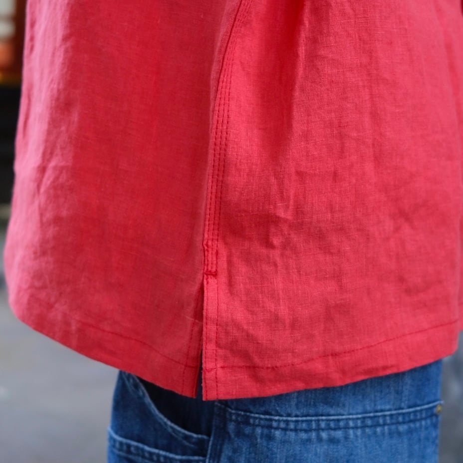 KENNETH FIELD(ケネスフィールド) /GUIDE SHIRTS SS french linen-RED