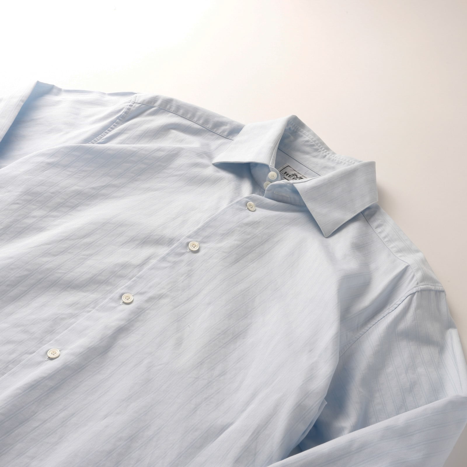定価10万】HERMES special broad cotton Blue stripe shirt made in  