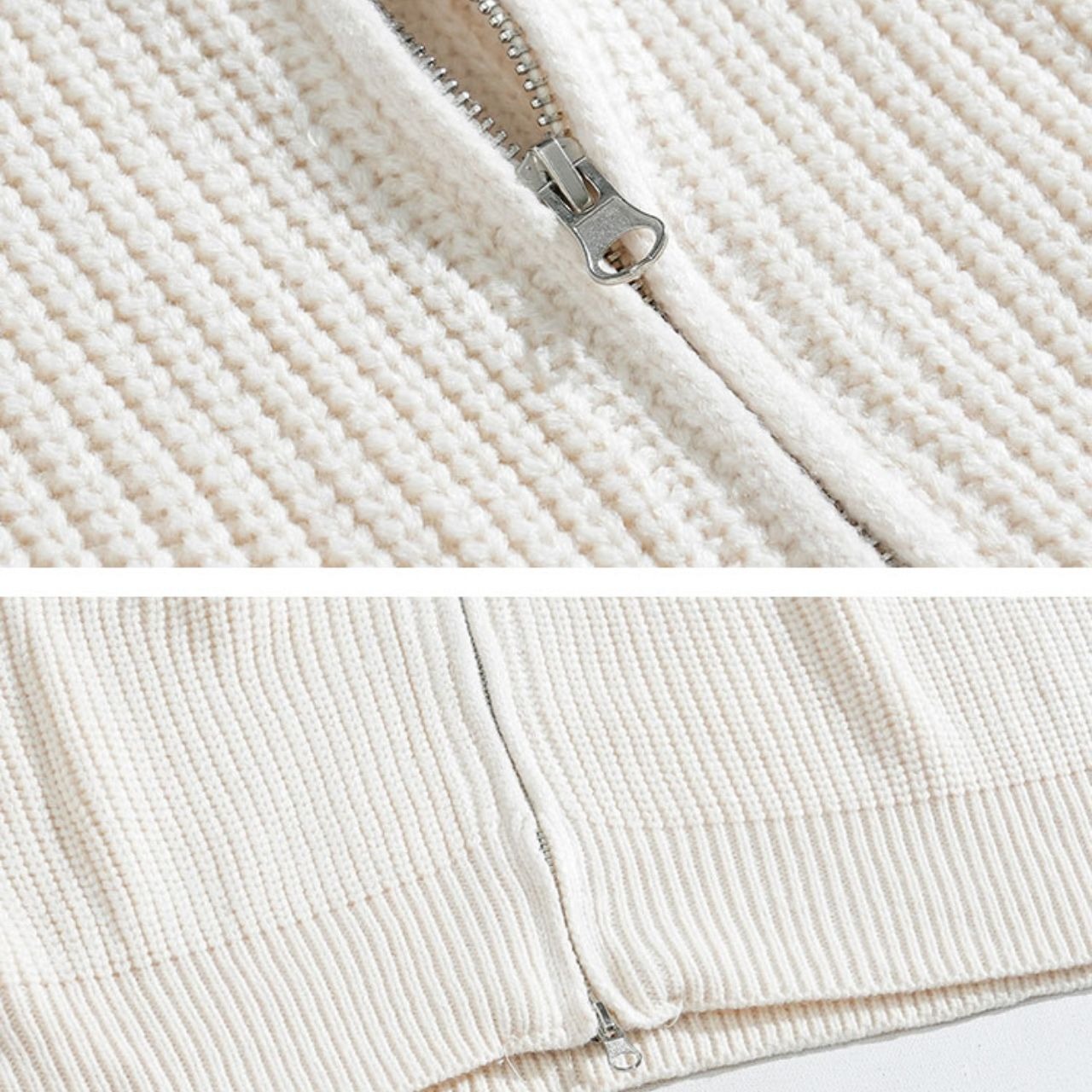 ホワイトニットジップブルゾン　MT0080314