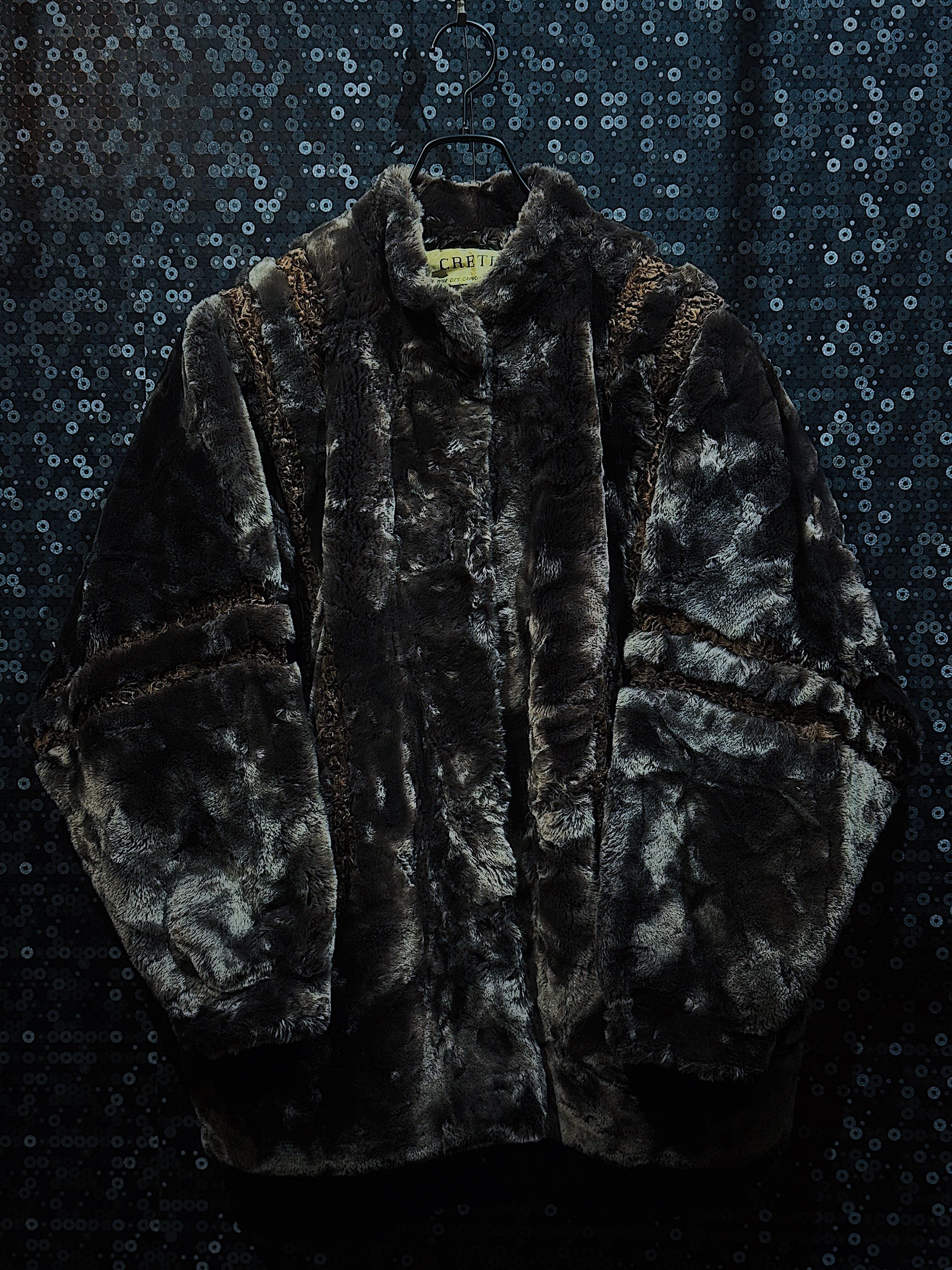 "CRÊTE"vintage fake fur pull zip jacket