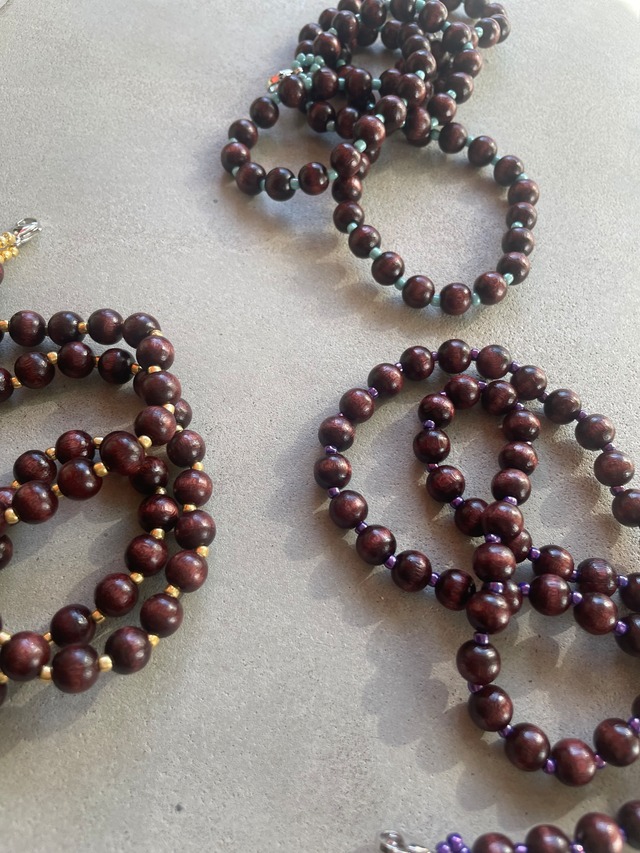 mask&glass chain WOOD DOTS.  《brown wood》［3colors］