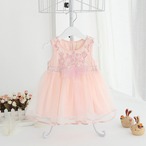 涼やか刺繍のノースリ夏ワンピ(ピンク)