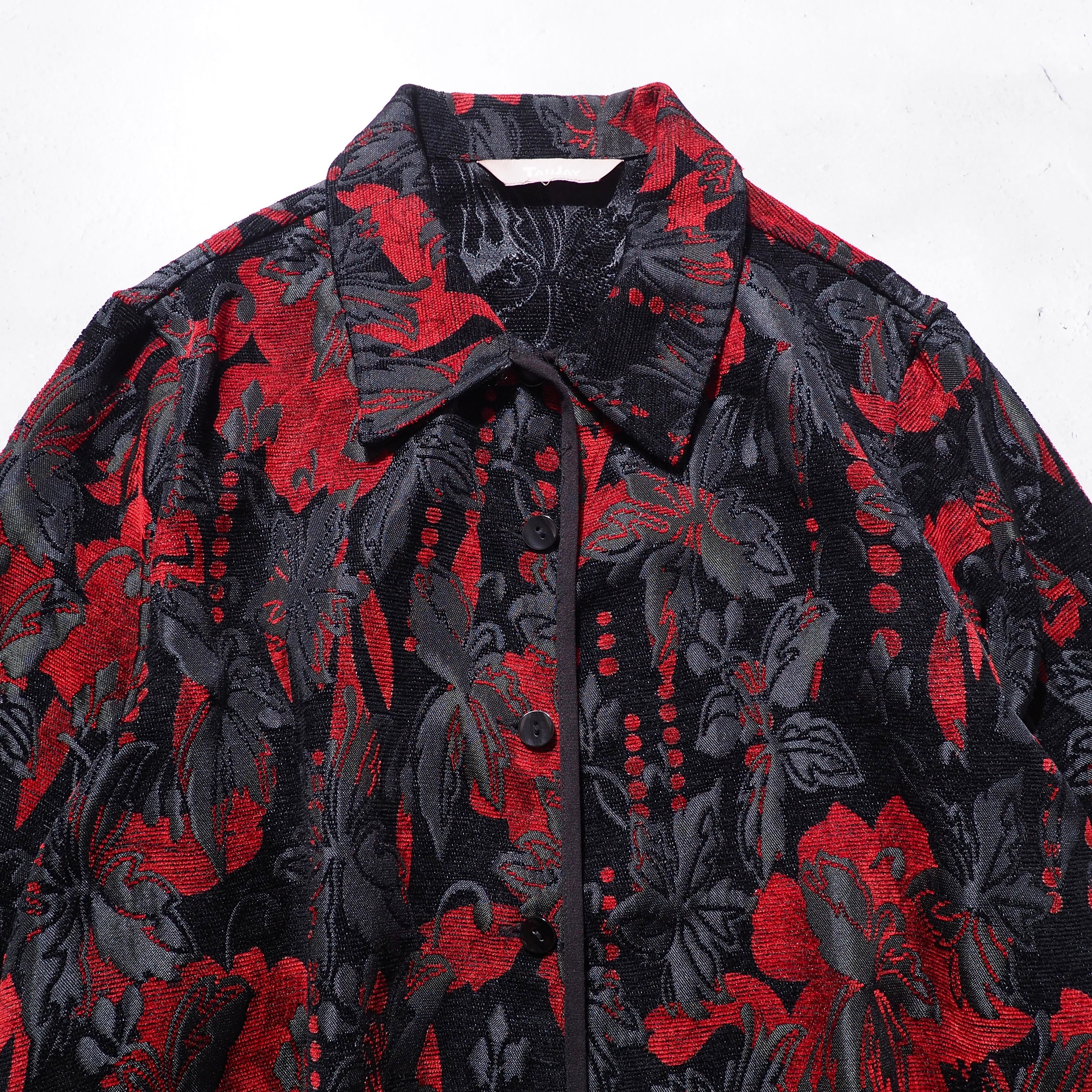 " 両面 - Reversible " Beautiful Flower Embbossed vintage Velours jacket