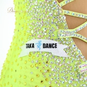 社交ダンス 衣装 TAKA DANCE タカダンス ドレス ワンピース スタンダード グリーン系 イエロー系 黄緑 蛍光 黄色 緑 デモ 競技 ダンス パーティ 発表会 レース フロート ゴージャス 発表会衣装 レディース 舞台衣装