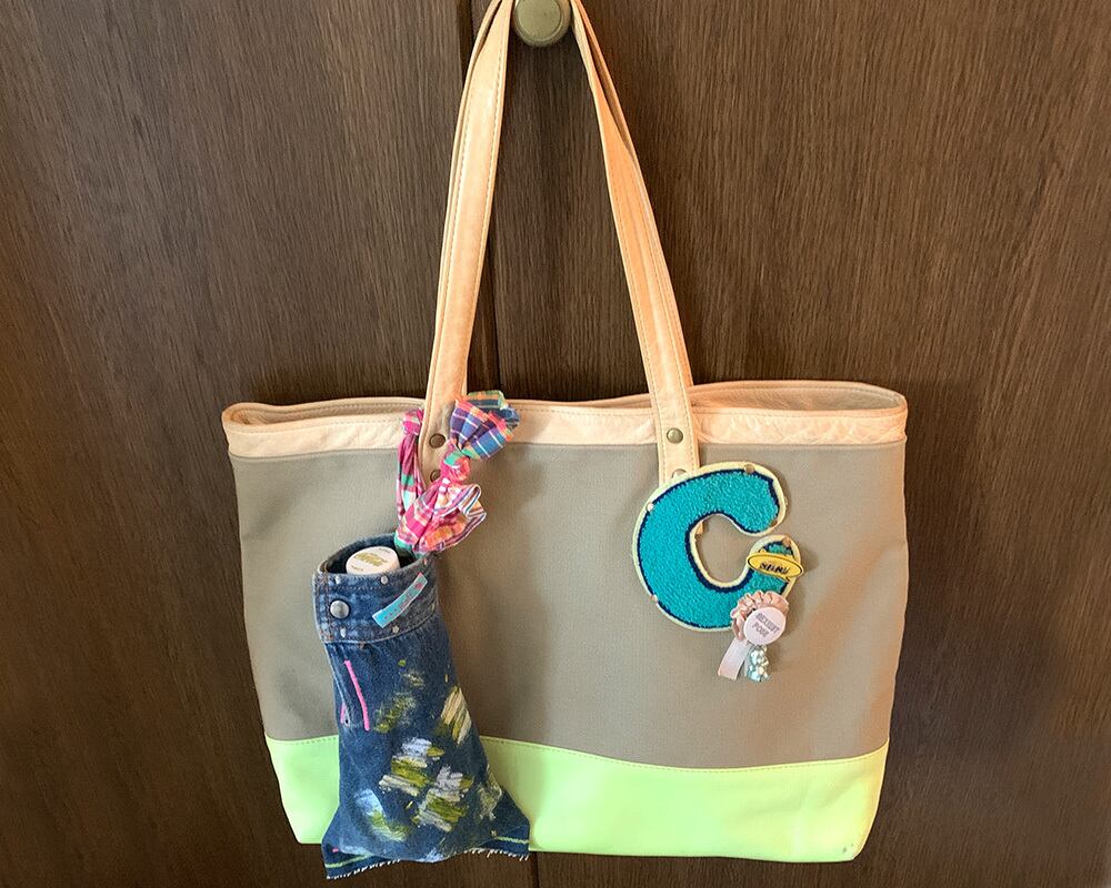 ペットボトルホルダー デニムリメイク ペイントキミドリ | Raff