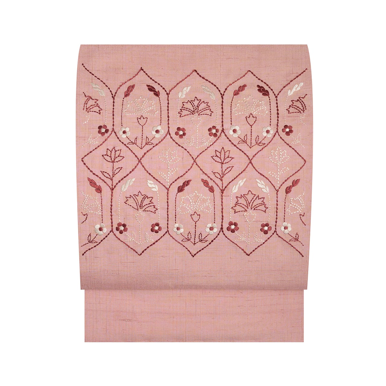 【工藤ちゃん】WAKKA 未使用半幅帯　南国の花々と鳥や蝶　正絹タグ付き WAKKAワッカ未使用半幅帯リバーシブル南国の花々と鳥や蝶正絹タグ付き