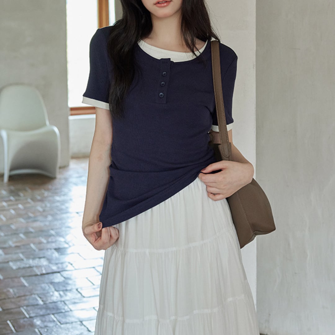 age down faux two piece short sleeved t shirt