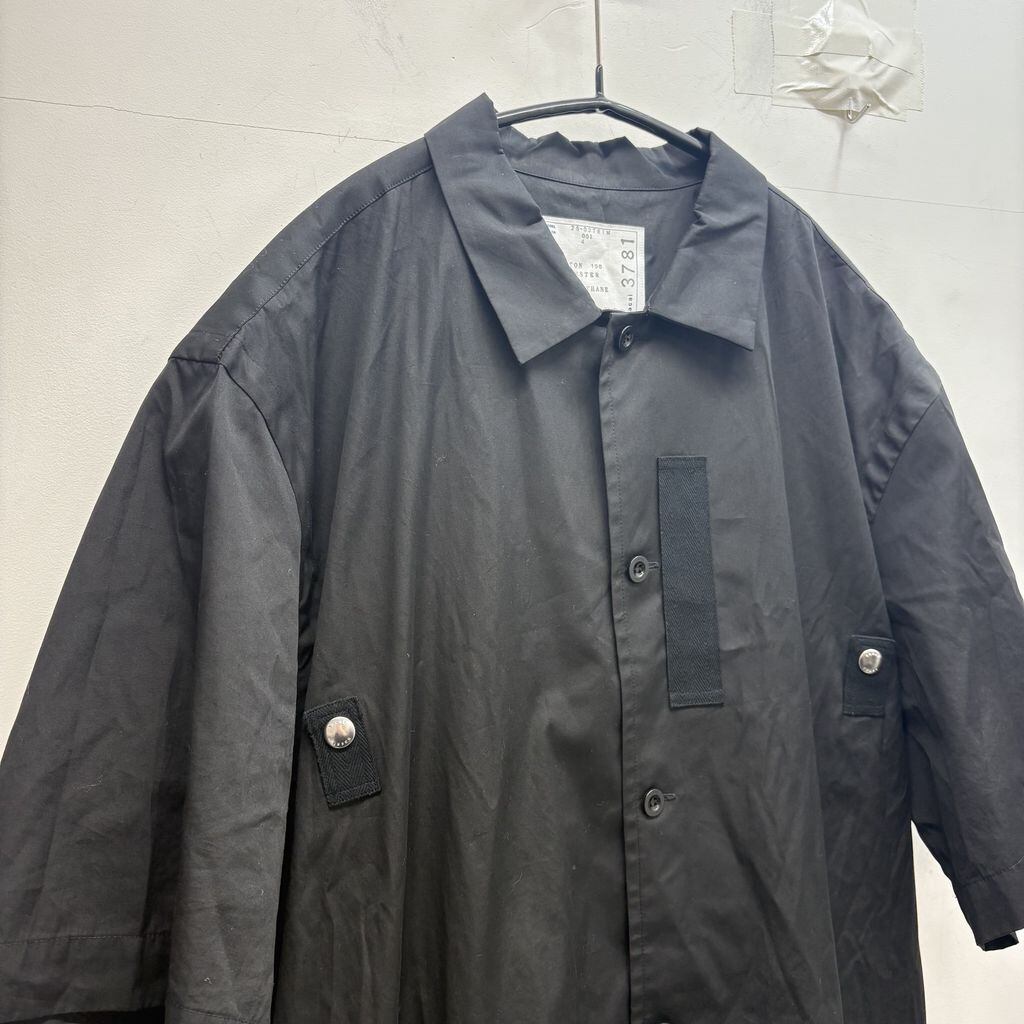 sacai サカイ Poplin Shirt 半袖シャツ 25-03781M ブラック size:4【中