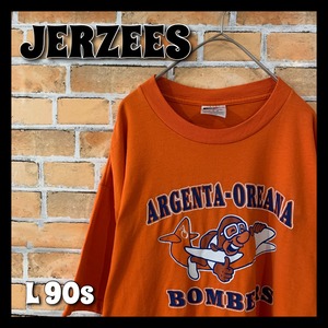 【JERZEES】90s ヴィンテージ Tシャツ L アメリカ古着 オレンジ