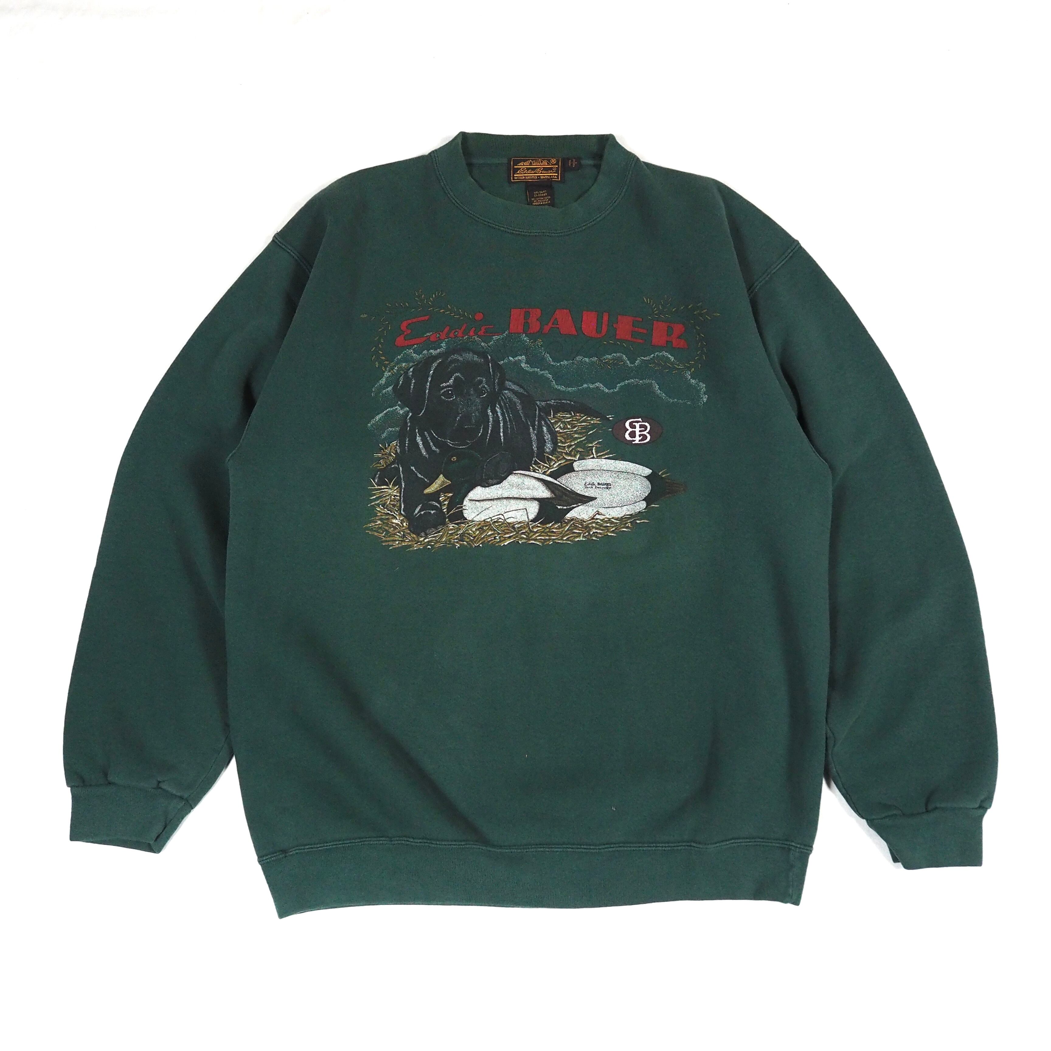 Eddie Bauer dog print heavy weight sweatshirt L /90's エディーバウアー ヘビーウェイトスウェット 犬