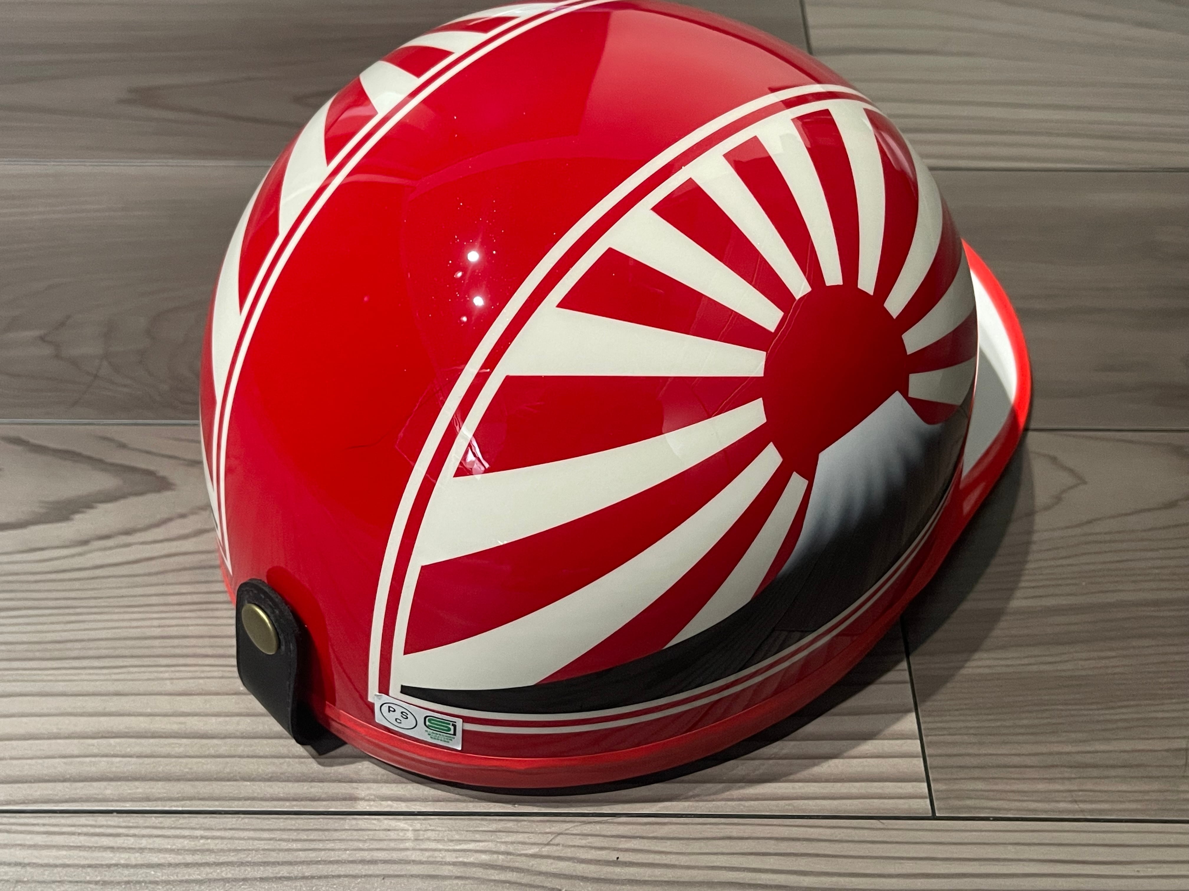 赤白 富士日章 コルク半 ヘルメット 旧車會 暴走族 アルフィン 三段