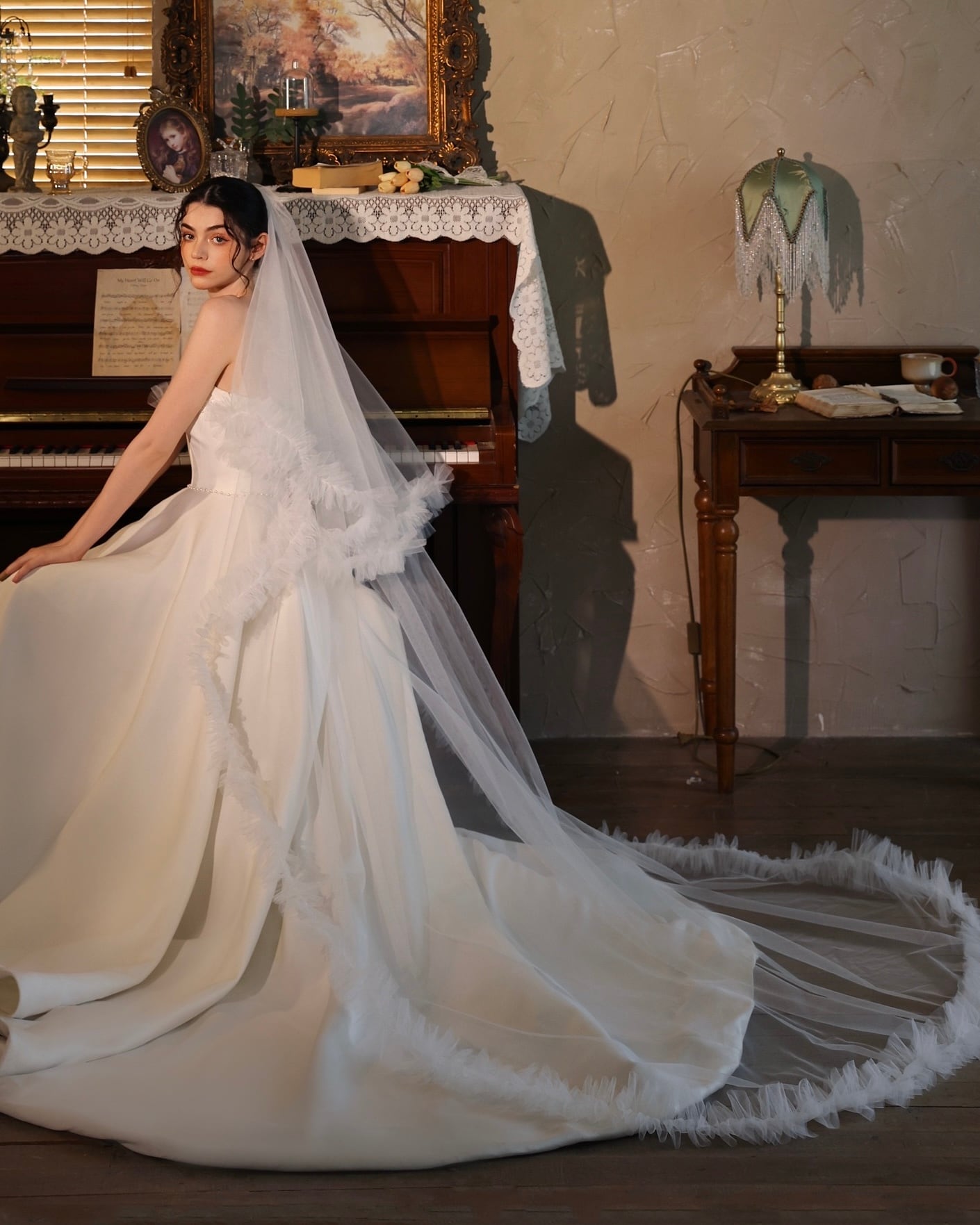 ふんわりチュールフリル(ロング)ベール【VL2511-05】