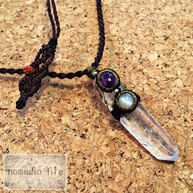 No.95//Crystal-Amethyst-MoonStone necklace【made-to-order】