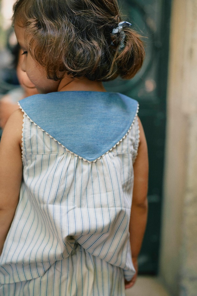 Blouse TRUDAINE- blue large stripes - Maison Marelle