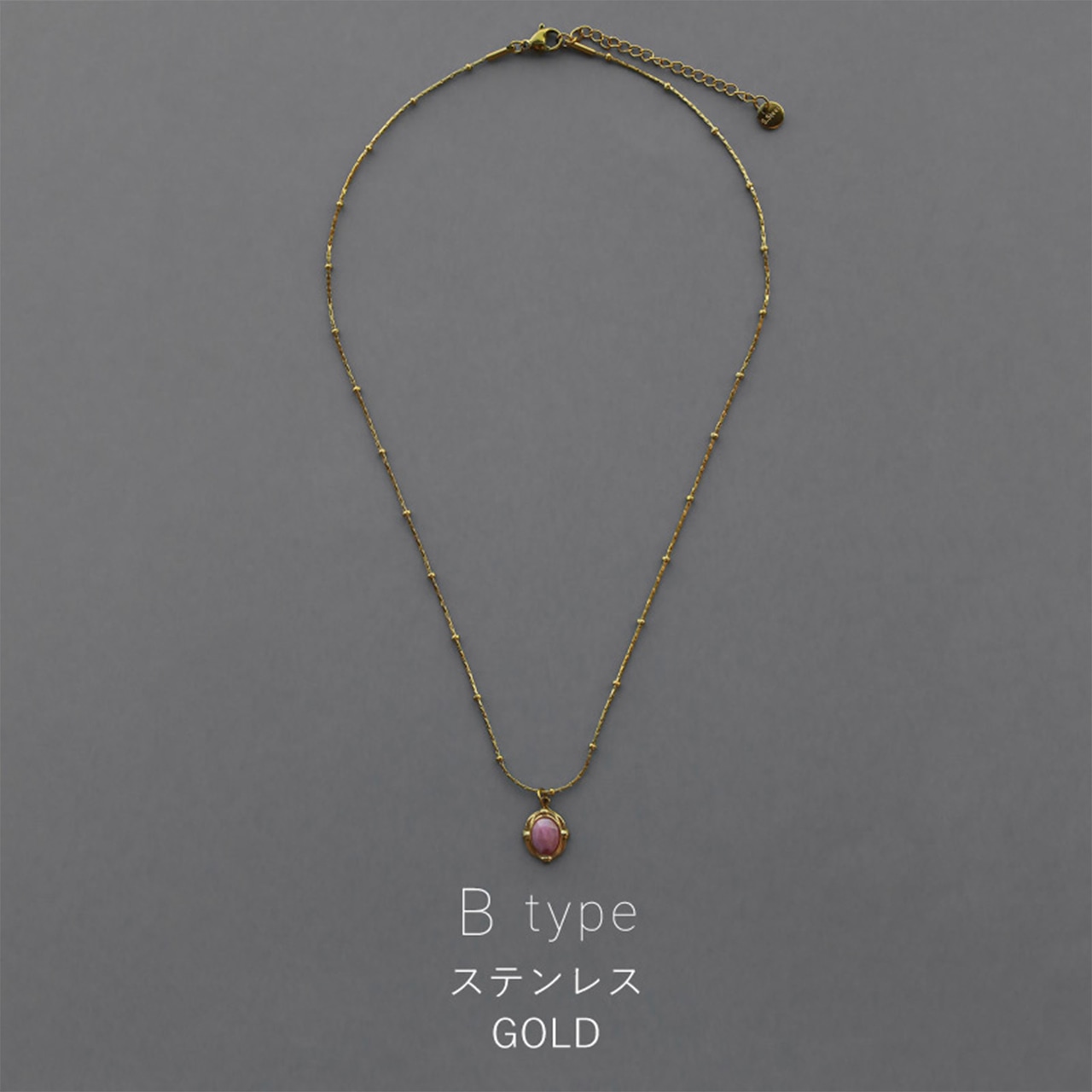 【ネコポス便】ネックレス パワーストーン ロードナイト ペンダントネックレス 14K 金属アレルギー対応 ステンレス レディース 2381