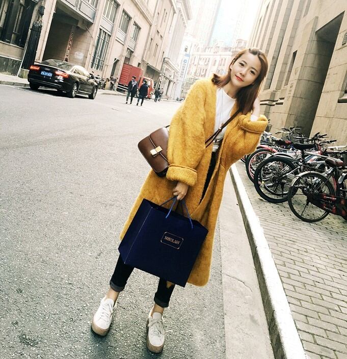 A1085 モヘアニットロングカーディガン ゆったり オーバーサイズ