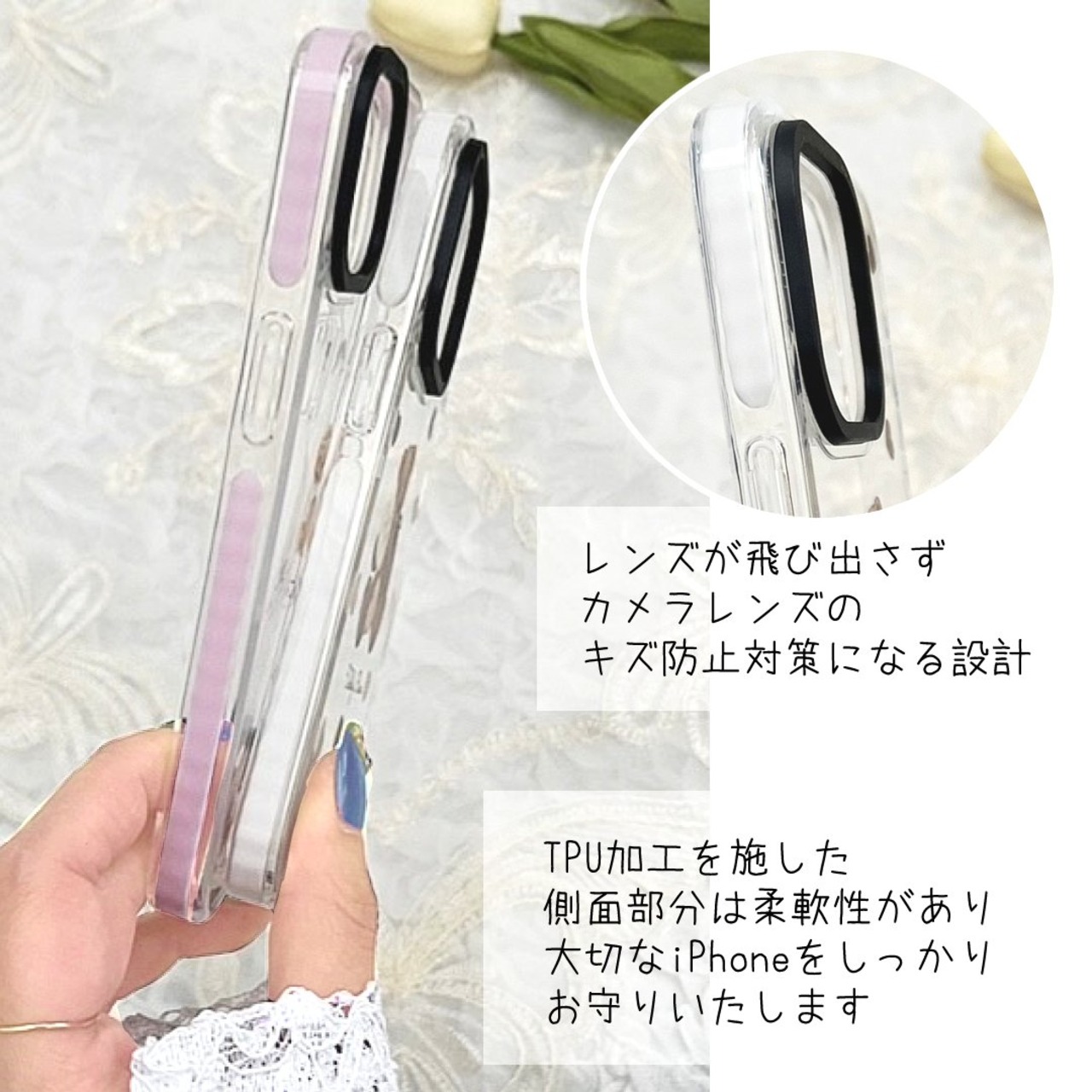 【ネーム入り】Ribbon Strawberry Bear【耐衝撃クリアケース】B23