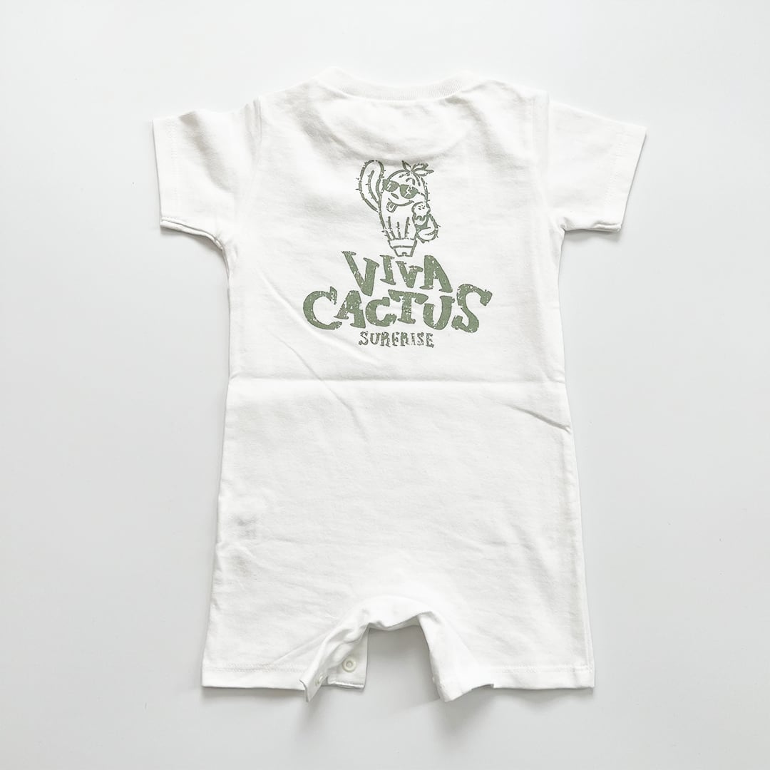 ★Baby★ Cactus Rompers - White / Green