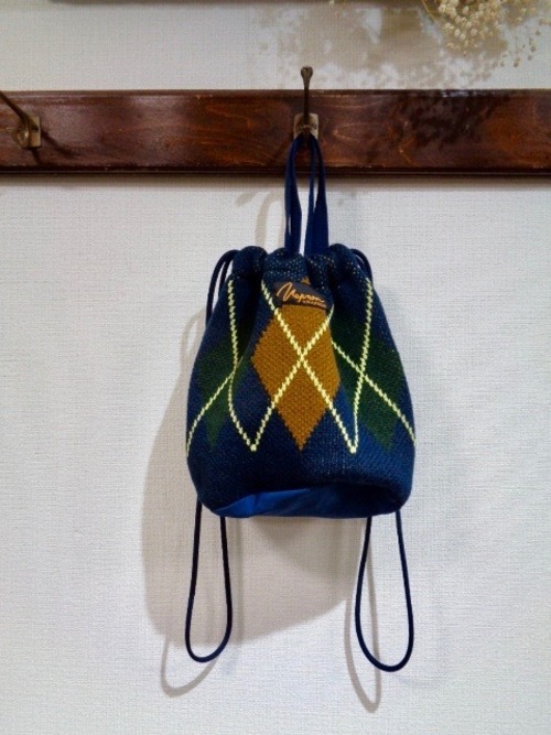 NAPRON・ARGYLE KNIT PATIENTS BAG SMALL・NAVY