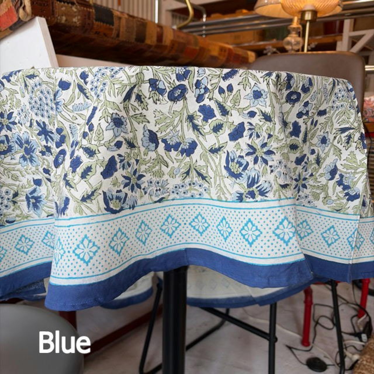 Round Cross Carino Block Print 3Color　ラウンドクロス カリーノブロックプリント　テーブルクロス　丸型　cloth　cover