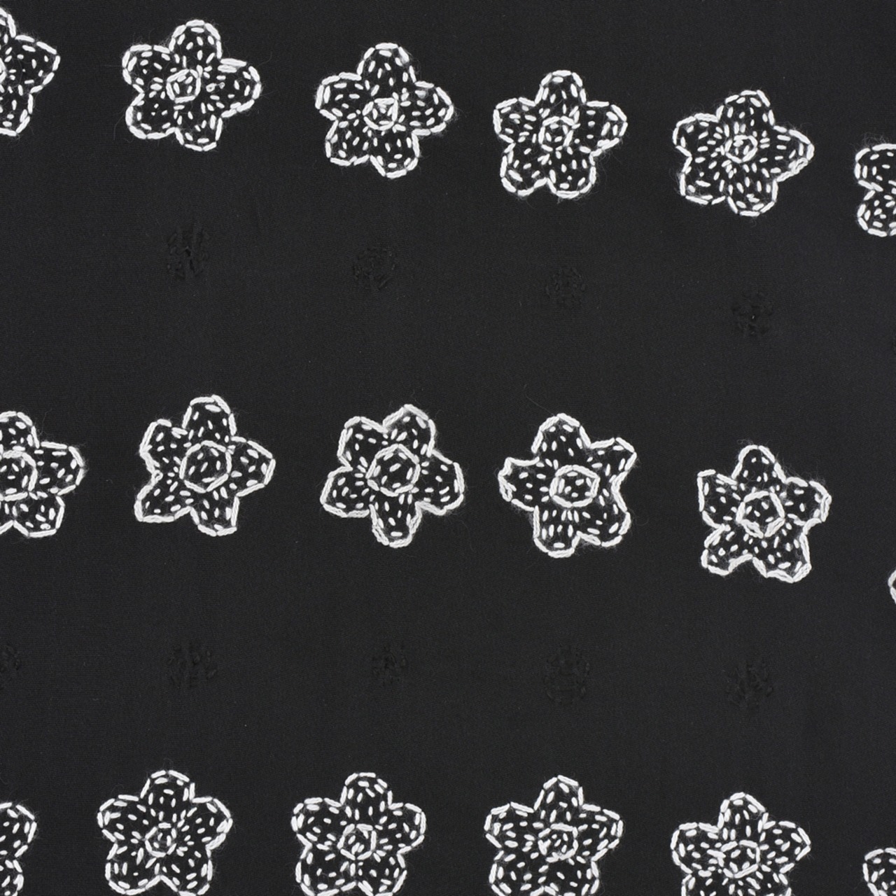 【Glass Cypress】Black SS Silk Flower Bowling Shirt - 6