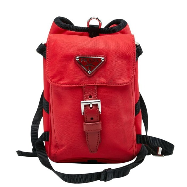 プラダ Re-Nylon 三角ロゴプレート - ドッグハーネス レッド ナイロン レザー ユニセックス PRADA 【中古】