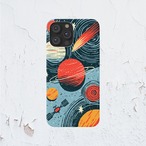 受注生産 iPhoneケース 赤い惑星と黒い軌道の宇宙柄｜スペースエイジ RFSP049B