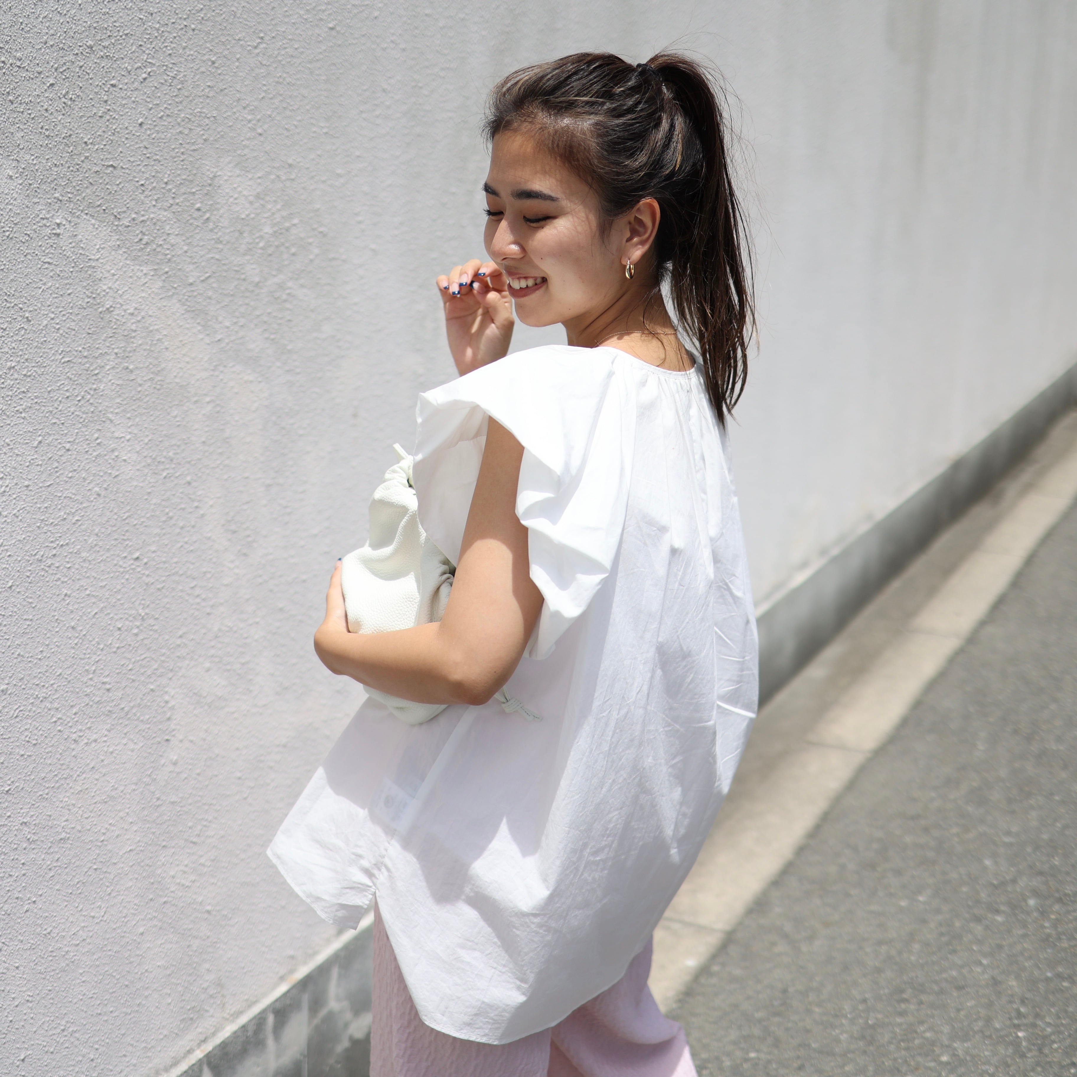 gypsohila Balloon Blouse ブラック ホワイト-