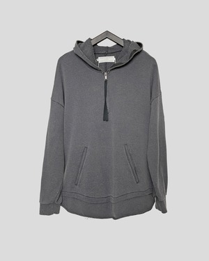 ASKYY / PIGMENT DYE HARF ZIPPER SWEAT HOODIE / ASH GRY