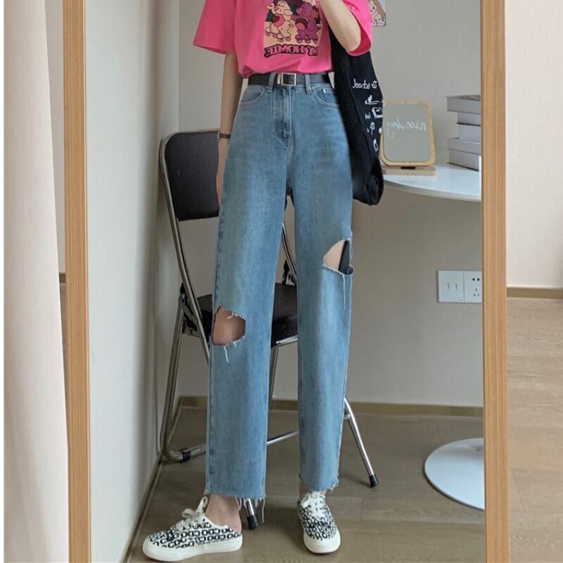 ジーンズ レディースサマールーズパンツ ハイウェスト薄手 夏物 YY-ファッション32101916579