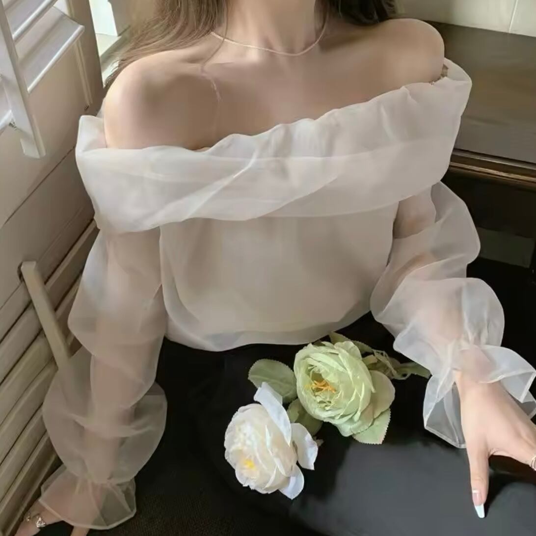 シフォンオフショルブラウス