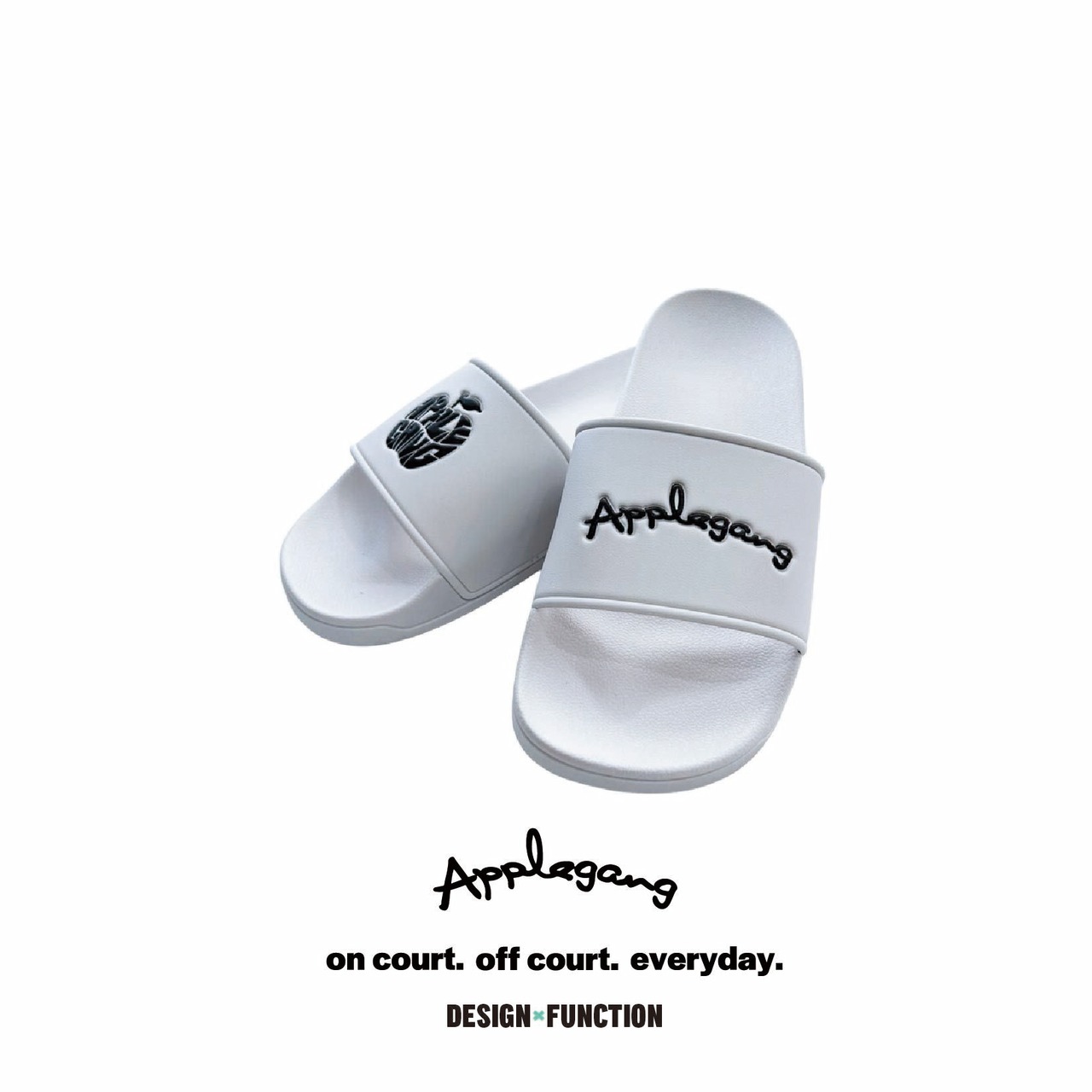 APPLEGANG ASYMMETRIC SLIDES ホワイト×ブラック