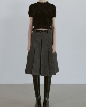 ウールブレンドAラインミディスカート A0680