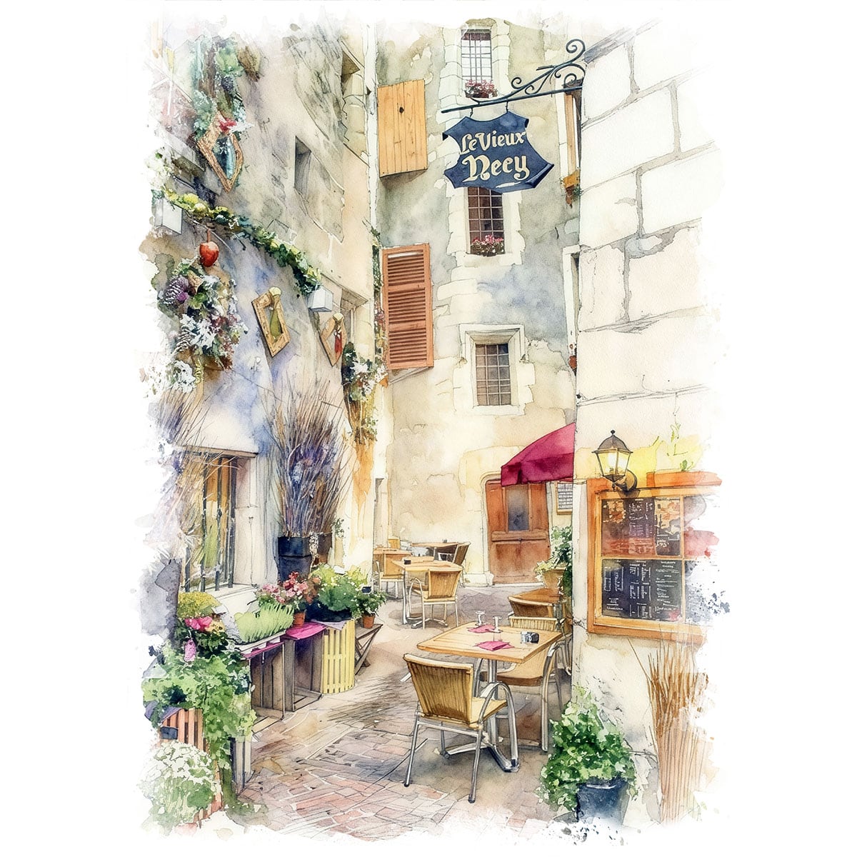 絵画 フランス 風景画(街並み) アヌシー インテリアアート額付き