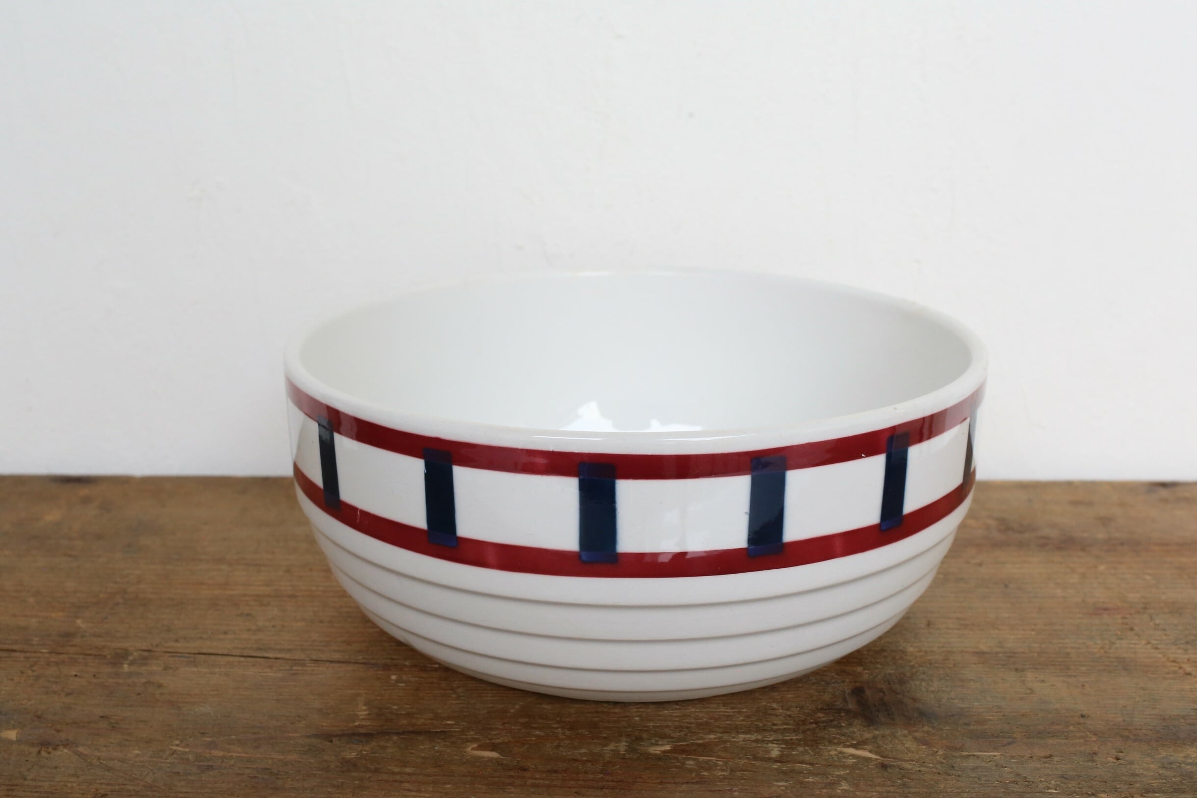 フランス アンティーク ヴィンテージ Badonviller バスク柄 大きめのボウル