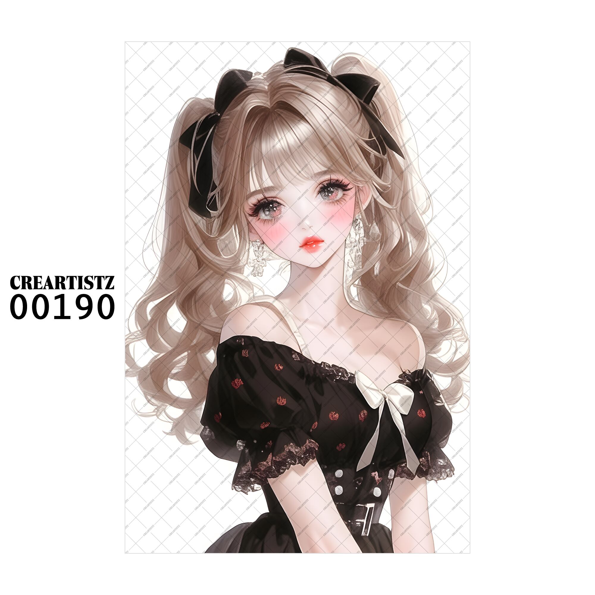 00190 ガール キュート オリジナル ペーパー/ステッカー 4枚セット CREARTISTZ