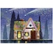 『Starry night』満天の星空に流れ星が降るかわいいお家　神秘的な夜のイラスト　2Lサイズ　プリント