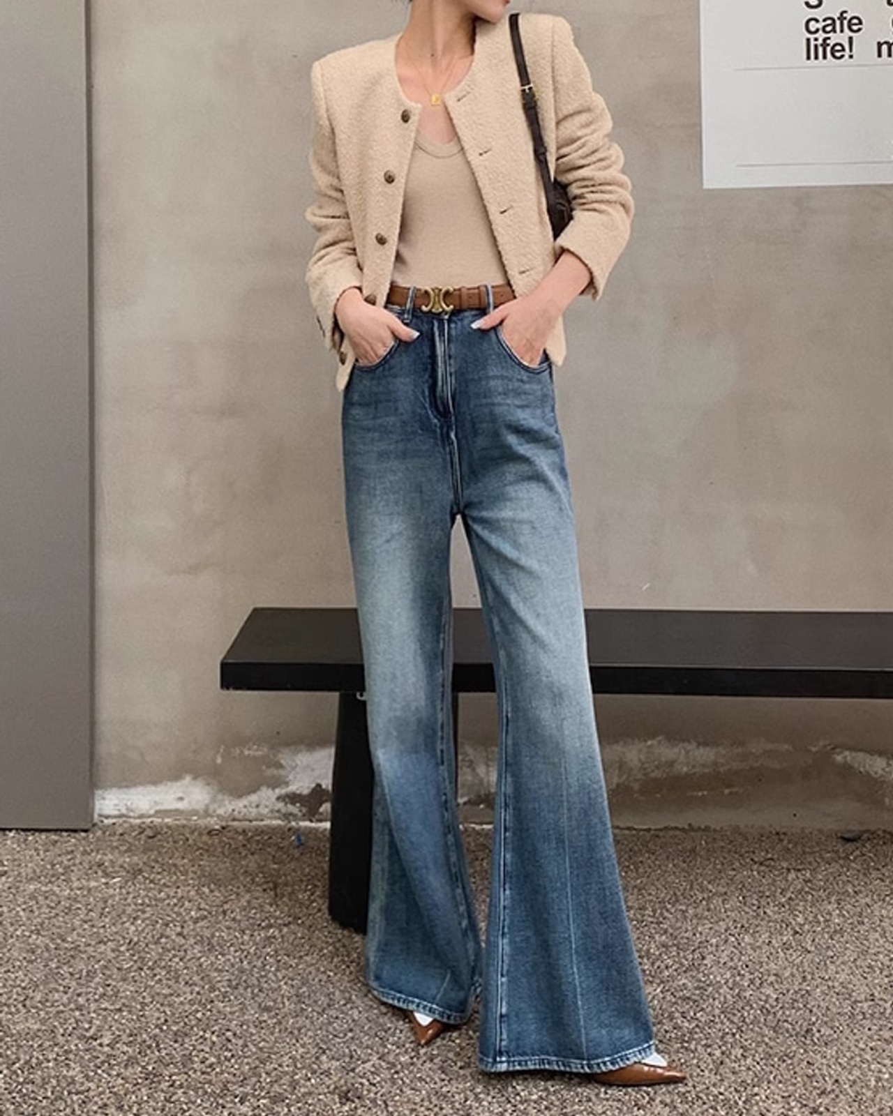 High waist flare Denim T20239