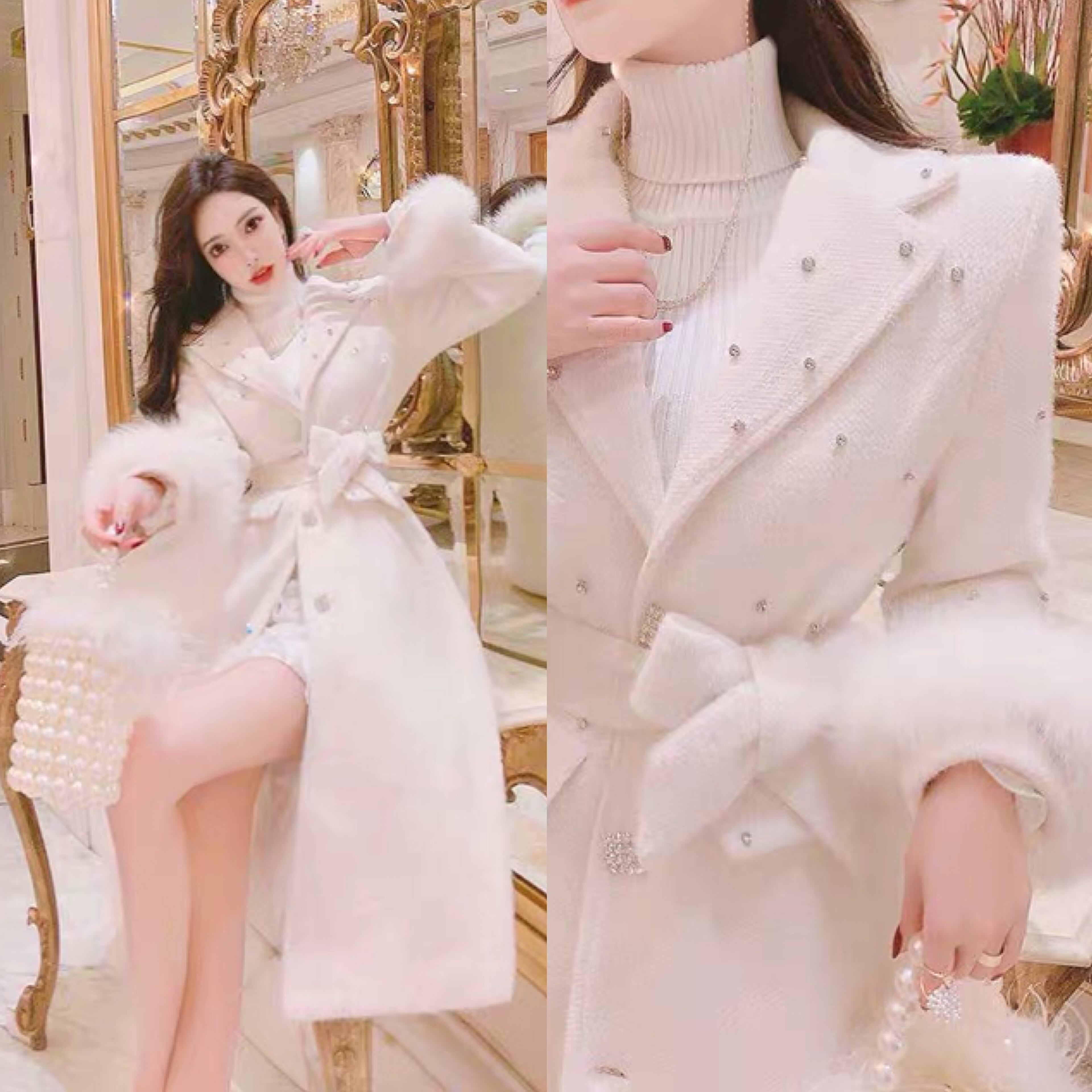 ☆サイズ記載☆コート アウター 白 ファー 可愛い ガーリー